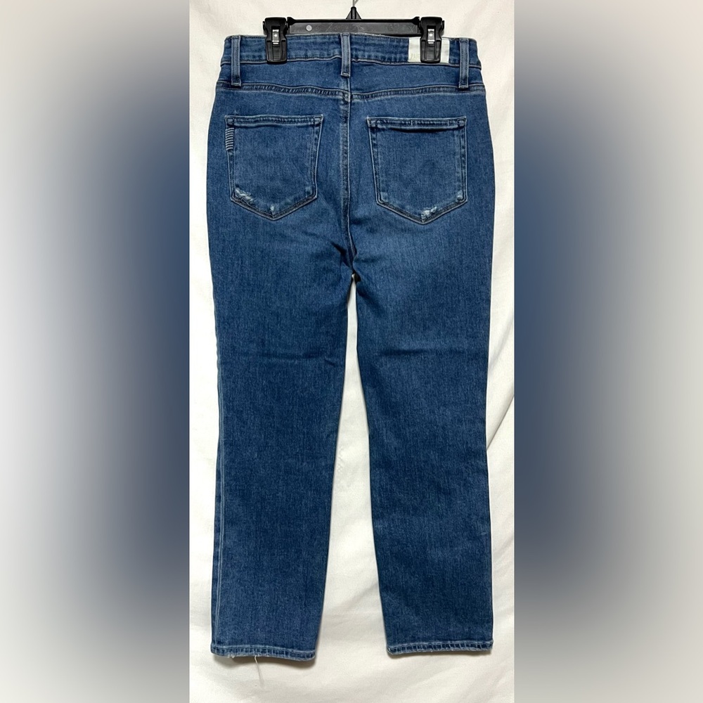 PAIGE Petite Cindy Crop Denim Straight Leg Jeans Medium Wash High Rise Classic - Picture 7 of 11